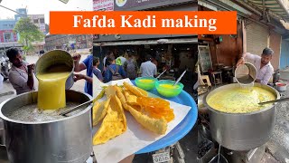 Fafda Curry making  How to make Fafda Kadi  Tasty Street Food [upl. by Ojiram]