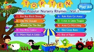 Top 10  Ten Most Popular Nursery Rhymes Collection Vol 1 with Lyrics  Kids Videos For Kids [upl. by Marva250]