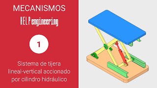 01 Mecanismo Sistema de tijera linealvertical accionado por cilindro hidráulico  HELP engineering [upl. by Roby443]