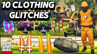 GTA 5 TOP 10 CLOTHING GLITCHES AFTER PATCH 168 COLORED HELMETS RACE GLOVES IAA BADGE AND MORE [upl. by Nawek269]