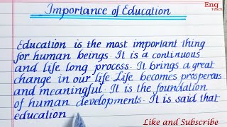 Essay on quotImportance of Educationquot Essay writing  English handwritingEssay in EnglishEng Teach [upl. by Migeon]