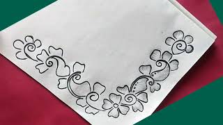 how to make  flower border design pencilmehndi border design for projectnice arabic mehndi design [upl. by Suedama]