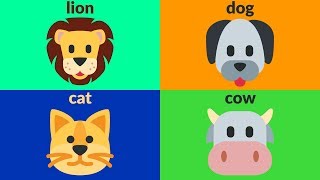 LEARN ANIMALS WITH EMOJIS  Animal Emojis for Kids Toddlers Kindergarten Children [upl. by Suirauqed]