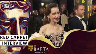 Lily Collins  BAFTA 2024 Red Carpet Interview [upl. by Aneloc]