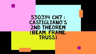 Video วิชา Theory of Structures บทที่ 7 Deflection of Statically Determinate Structures Castigliano [upl. by Kanya]