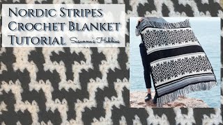 Mosaic Crochet Blanket Tutorial quotNordic Stripes Crochet Blanketquot in the rows スザンナのホビー [upl. by Pincince]