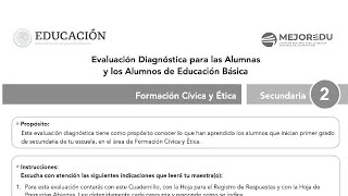 EXAMEN DIAGNOSTICO SEGUNDO DE SECUNDARIA FORMACIÓN CÍVICA Y ÉTICA MEJOREDU [upl. by Gasparo735]