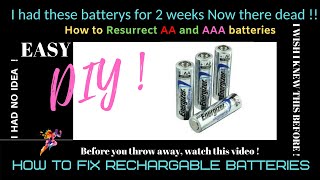 NiMH Batteries  How to Fix your Dead AA AAA Rechargeable Batteries  Easy Fix  Dont throw Away [upl. by Aneerak572]