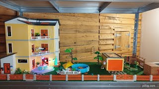 AMENAGEMENT Playmobil  Maison moderne 9266 avec étage supplémentaire jardin piscine et garage [upl. by Prudie424]