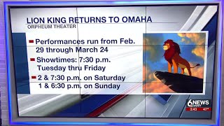 Stage adaptation of The Lion King to return to Omahas Orpheum Theater [upl. by Suirauqram]