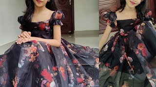 DIY Square Neckline puff sleeve Dress How to make puff sleeve Dress [upl. by Annah]