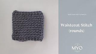 How to crochet the Waistcoat Stitch in rounds  Crochet Knit Stitch  Hur du virkar Waistcoat maska [upl. by Nilesoj813]