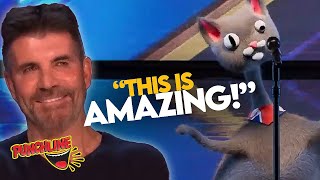 Simon Cowell Meets Noodle The Singing Cat On BGT [upl. by Rehpetsirhc]