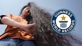 Worlds LONGEST HAIR on a Teenager  Guinness World Records [upl. by Lleynod]