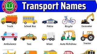 Transport Name  Names of Transport  Vehicles Names  Vehicles for Kids  transport vehicles [upl. by Finny]