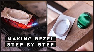 SILVER BEZEL for cabochon STEP BY STEP with list of tools How to make a bezel setting [upl. by Bathulda]