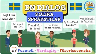 Träna Svenska  En dialog men tre olika språkstilar [upl. by Ailero705]