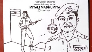 gallantry award winners Mitali Madhumita drawingCBSEveer gatha project [upl. by Iraam908]