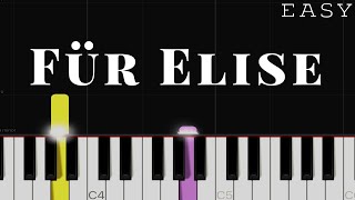 Für Elise  Beethoven  EASY Piano Tutorial [upl. by Eanom]