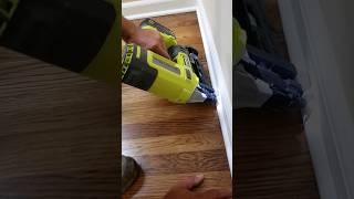 installing shoe molding hardwoodflooring woodworking flooringinstallation [upl. by Einnil]