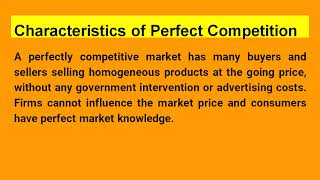 Characteristics of Perfect Competition Market Structure I Managerial Economics I AKTU [upl. by Eduj]