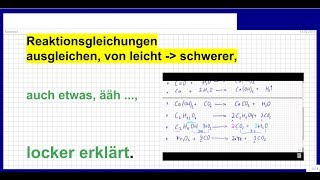 Chemie Reaktionsgleichungen ausgleichen einfach bis schwerer Erklären  Übungsaufgaben [upl. by Kalk]