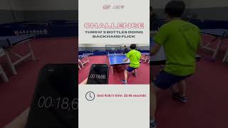 Koki Ishiyama table tennis challenge overthrow 3 bottles doing backhand flick [upl. by Aznarepse]