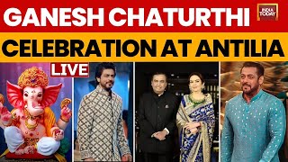 LIVE Ganesh Chaturthi Celebrations At Antilia  Bollywood Superstars Arrive For Ganpati Darshan LIVE [upl. by Atteuqal601]