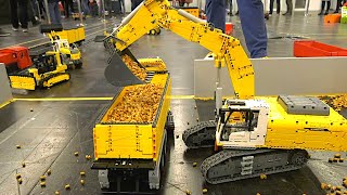 Full RC Lego Technic Trucks Construction Site Excavator Wheel Loader Intermodellbau Dortmund 2023 [upl. by Nirehs76]