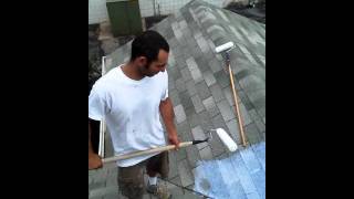 How to seal amp waterproof roof with a clear elastomeric [upl. by Ronnholm160]