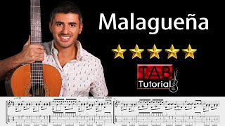 Malagueña  Fingerstyle Guitar Tutorial  Sheet amp Tab [upl. by Tania]