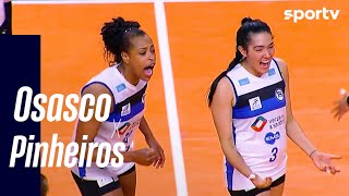 OSASCO 2 X 3 PINHEIROS  MELHORES MOMENTOS  CAMPEONATO PAULISTA DE VÔLEI FEMININO  sportv [upl. by Aehsan]