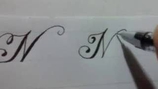 Calligraphy N  calligraphy with normal pen [upl. by Sharia]