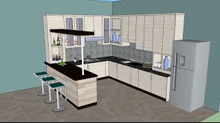 Sketchup tutorial interior design  Kitchen [upl. by Ynohtnaluap]