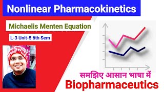 Michaelis Menten Equation  Non linearity Graph L4 Unit5 Biopharmaceutics 6th sem [upl. by Llednyl2]