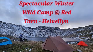 Winter Wild Camp  Red Tarn and hiking Helvellyn via Swirrel Edge and the nearby Fells [upl. by Elset]