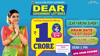 DEAR YAMUNA SUNDAY WEEKLY DEAR 1 PM ONWARDS DRAW DATE 14072024 NAGALAND STATE LOTTERIES [upl. by Akirdnas]