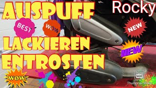 Auspuff lackieren Roller  Hitzeschutz Lack Scooter  Auspuff Aufbereiten Mofa  Rost entfernen [upl. by O'Connell]