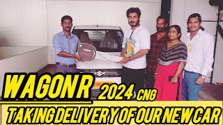 TAKING DELIVERY OF OUR NEW CAR MARUTHI SUZUKI WAGONR 2024 CNG New Model wagonr2024 wagonrcng [upl. by Ahtram]