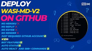 deploy bot on github  wasi MD bot deployment  without heroku  WhatsApp bot  heroku wabot wasi [upl. by Leff]