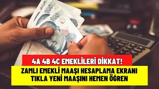 4A 4B 4C zamlı emekli maaşı hesaplama ekranı Hemen yeni maaşınızı öğrenin [upl. by Adnaral]