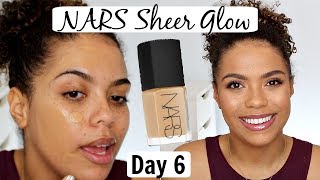 NARS Sheer Glow Foundation ReviewWear Test  12 DAYS OF FOUNDATION DAY 6 [upl. by Inaluiak970]