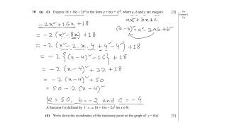 Add Math 2011 S 22 Q 10a  Quadratic  Function 4037  0606  May June  Summer  Paper 22 [upl. by Basset]