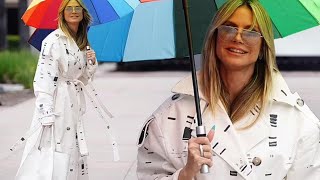 quotHeidi Klum Stuns in Chic White Coat amp Boots at AGT Auditions  Rainbow Umbrella Glamquot [upl. by Mcneely]