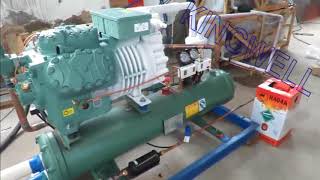 Testing of KINGWELL KWCR5000 refrigeration system 7 sets of Bitzer compressor unit [upl. by Taylor552]