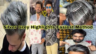 How To  Salt and Pepper Hair Color Highlights For Beginners silver Gray Hhighlights for Boys [upl. by Auroora]