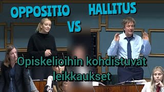 Opiskelijoihin ja koulutukseen kohdistuvat leikkaukset  Hallitus Vs Oppositio  Täysistunto [upl. by Brackely]