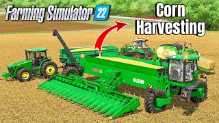 NEW JOHN DEERE HARVESTER amp UNLOADING CORN IN FS22  FS22  TIMELAPSE [upl. by Llerraf]