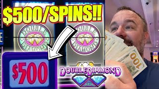 500SPINS ONLY ON Double Diamond  MY 2nd LARGEST SESSION HAND PAY JACKPOTS  BIGGEST BETS EVER [upl. by Anikal317]