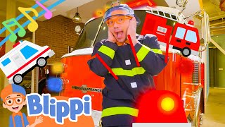 Emergency Vehicle Song  BRAND NEW BLIPPI Firetruck Song for the Family [upl. by Nivlek597]